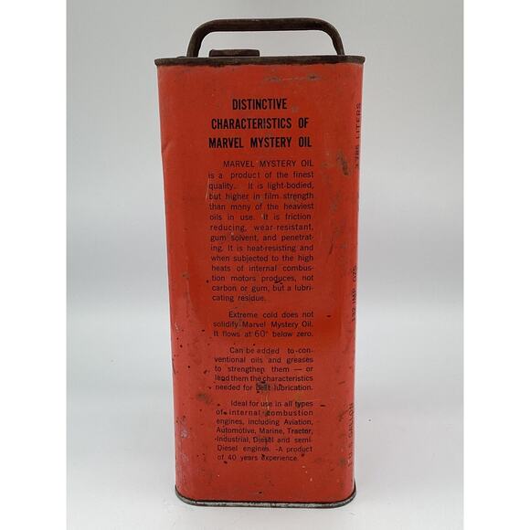 Marvel Mystery Oil 1 gallon can - Early Spout Metal Can before danger labeling - Picture 4 of 5